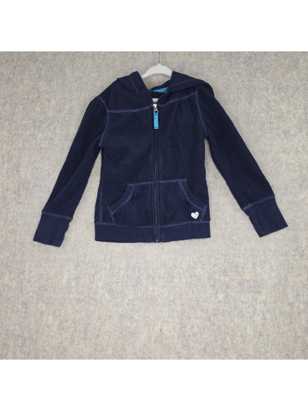 GapKids Girls Hooded Navy Blue Zip-Up Jacket S (6-7) 100% Polyester Lightweight